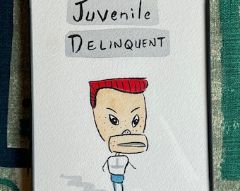 Randy from Pee-wee's Playhouse framed original drawing - Juvenile Delinquent