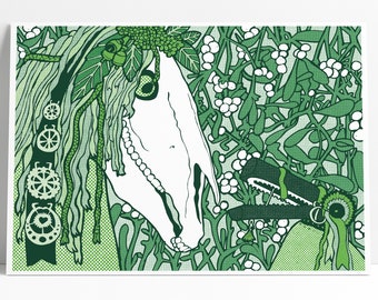 Mari Lwyd and Hooden Horse print