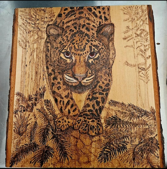 Cheetah Wood Art: Basswood Animal Portrait