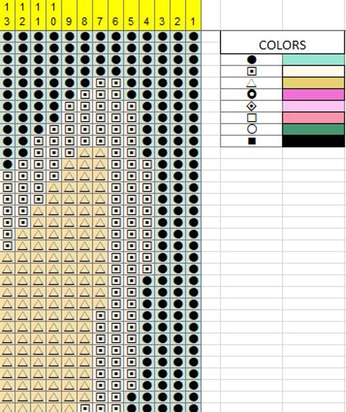 Intarsia Graph Rabbit Knitting Pattern: Intarsia Chart (excel Template) - Etsy