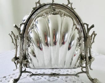 Antique Victorian folding silver plated biscuit box