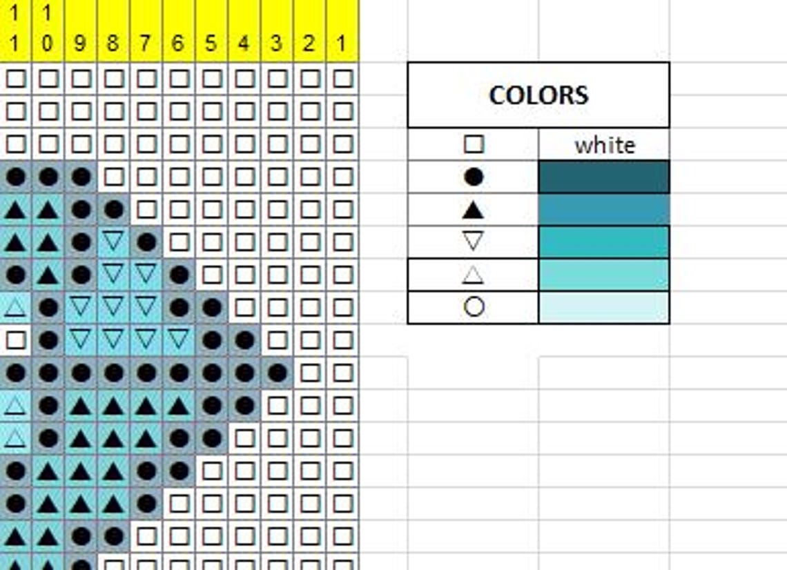 Intarsia Graph Diamond Knitting Pattern: Intarsia Chart (excel Template) - Etsy