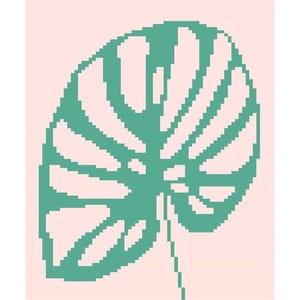 Knitting pattern Monstera leaf, easy-to-use Excel (xlsx.) template for knitting, knitting chart for intarsia, crochet, cross stitching