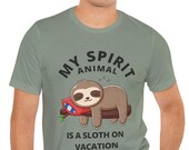 Sloth on Vacation T-Shirt | Gift for Energy Conservationist Otaku | Spirit Animal Tee| Lazy Shirt