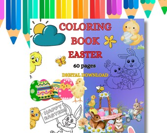 Easter Coloring Book for Kids 60 pages