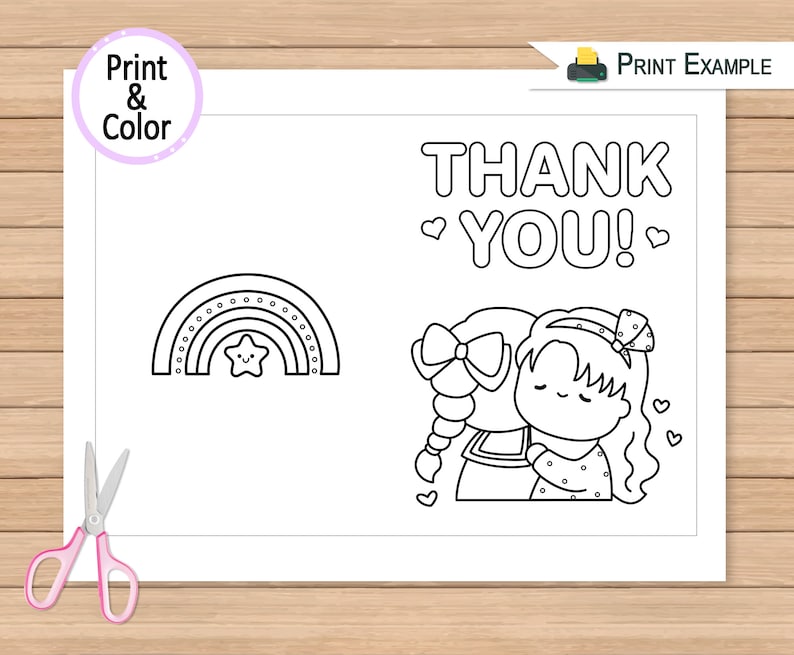 Printable Thank You Card Coloring Greeting Card Kids Color Thank You ...