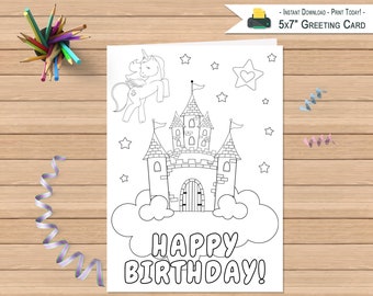 Printable Happy Birthday Card | Coloring Greeting Card | Kids Color Happy Birthday Card | Greeting Card | DIGITAL DOWNLOAD