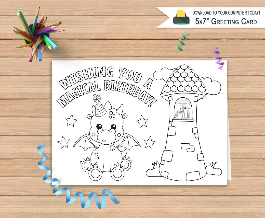 Kids Color Happy Birthday Card Printable Happy Birthday Card Coloring ...