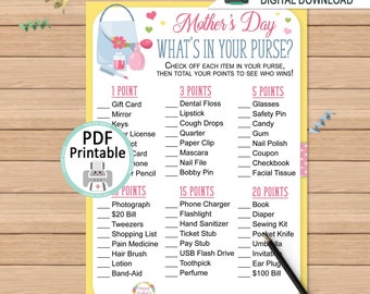 Mother's Day Game | Mother's Day Whats In Your Purse Quiz | Printable Mothers Day Game | What's In Your Purse Game | DIGITAL DOWNLOAD PDF