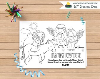 Printable Happy Easter Card | Coloring Greeting Card | Kids Color Happy Easter Crosses Card | Jesus Story Greeting Card | DIGITAL DOWNLOAD