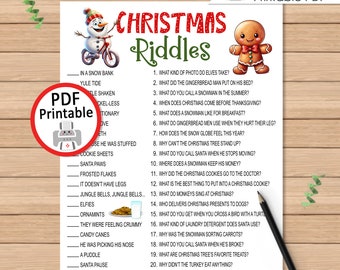 Christmas Riddles Game for Kids | Printable Christmas Party Game | Christmas Activity for Kids | DIGITAL DOWNLOAD PDF
