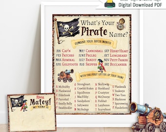 Whats Your Pirate Name | Pirates Birthday Game | DIGITAL DOWNLOAD | Pirate Name Game | Birthday Party Game | Pirate Birthday Party