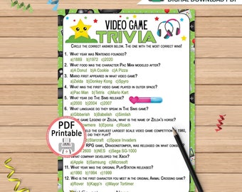 Video Game Trivia | Gamer Questions | Party Ideas | DIGITAL DOWNLOAD | Icebreakers Birthday Social Game | Video Game Party