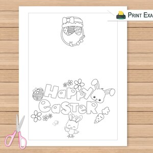 Printable Happy Easter Card Coloring Greeting Card Kids Color Happy Easter Chick Card Greeting Card DIGITAL DOWNLOAD PDF image 3