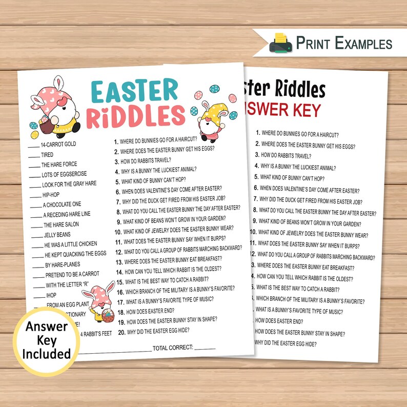 Easter Riddles Game Easter Riddles Game for Kids Printable Easter Party Game Happy Easter ...