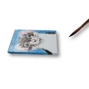 Weasel Tiny Art - Ferret Mini painting - Long-haired Weasel Original art - tiny miniature art accent gift for ferret lover -  weasel gift