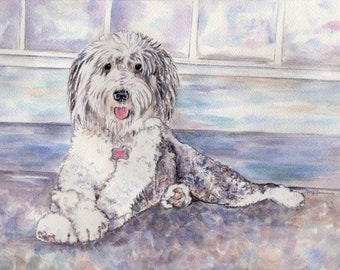 custom dog portrait original watercolor painting from your photo, realistic lifelike pet memorial art