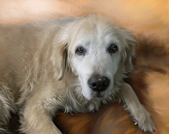 Realistic Custom Pet Portrait, Golden Retriever portrait, Hand Painted Digital Pet Painting from your Photo, dog painting, detailed dog art