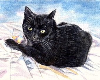 Watercolor Custom Portrait of Your Pet 5 x 7 cat art cat painting