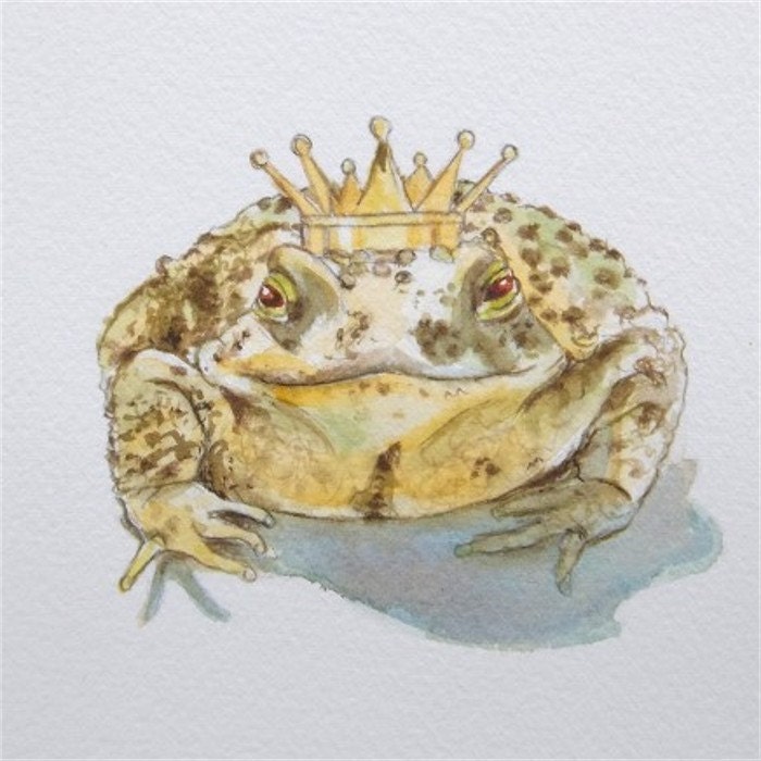 Toad Art Frog Prince of Toads Watercolor Fine Art Print