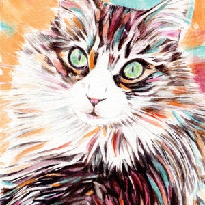 Custom cat Portrait, Watercolor Cat, pet portrait, Painting of Your Pet, hand painted, original art, from your photo, cat memorial artwork image 10