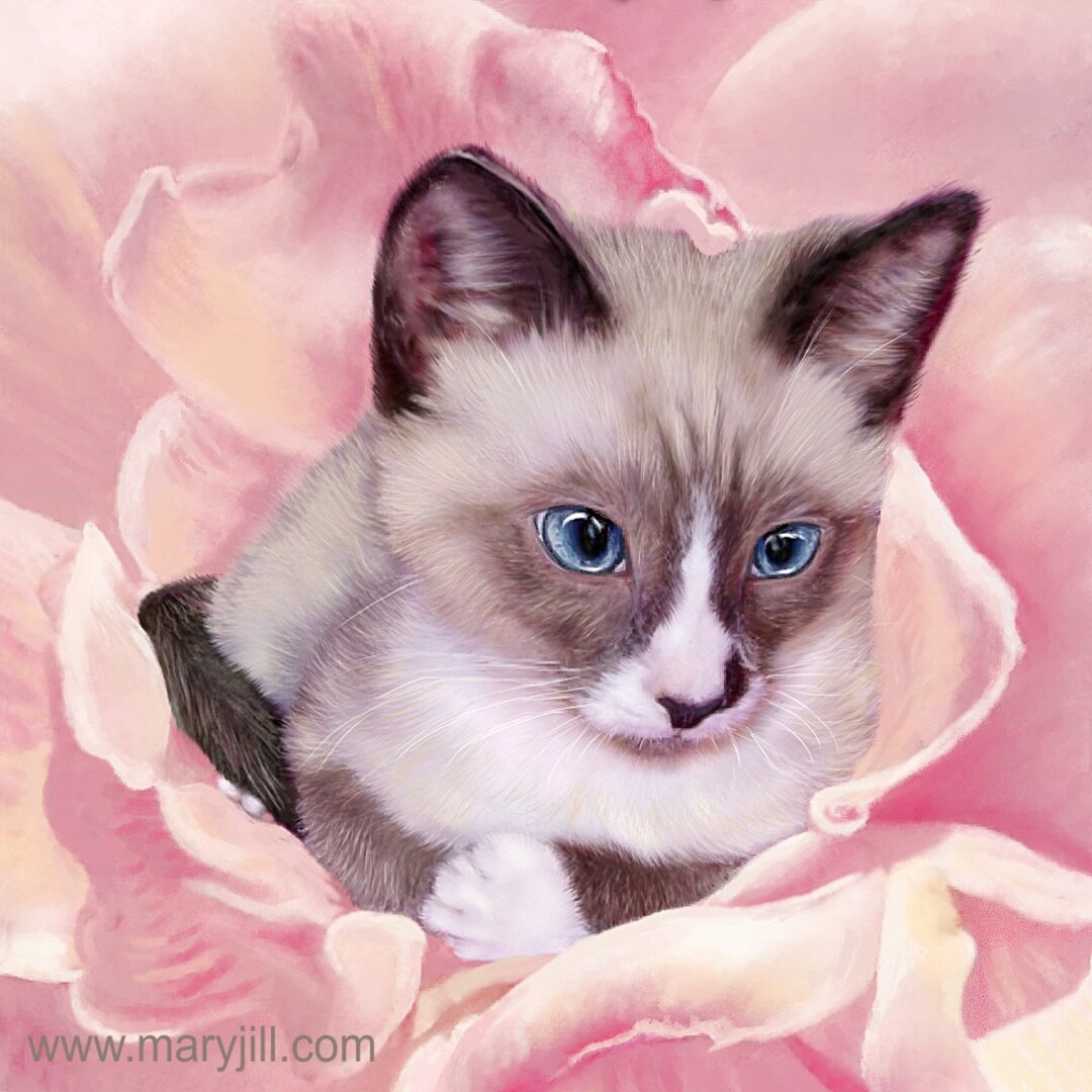 Custom Cat Portrait, Hand Painted Pet Painting From Your Photo on