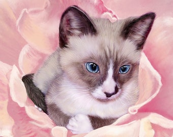 Personalisiertes Katzenportrait, Handgemaltes Haustier nach Ihrem Foto auf Leinwand oder Papier, Realistische Tierkunst, Hundemalerei, Katzenportrait