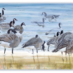 Kanada-Gänse Kunst - Gänse und Enten Giclee auf Archival Papier oder Leinwand, Lake Lake Gans und Ente Ölgemälde, Wasservögel Kunst