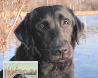 handgemaltes Hundeportrait - Erinnerungsstück für Tierverlust - Beagle Portrait - Labradorit Portrait nach Ihrem Foto - Made in USA