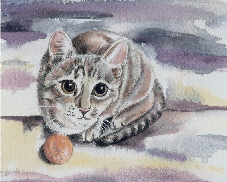 Custom cat Portrait, Watercolor Cat, pet portrait, Painting of Your Pet, hand painted, original art, from your photo, cat memorial artwork image 7