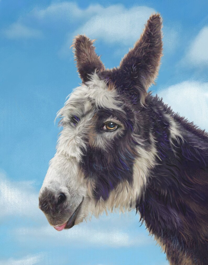 Donkey art print Giclee donkey portrait farm animal artwork Etsy