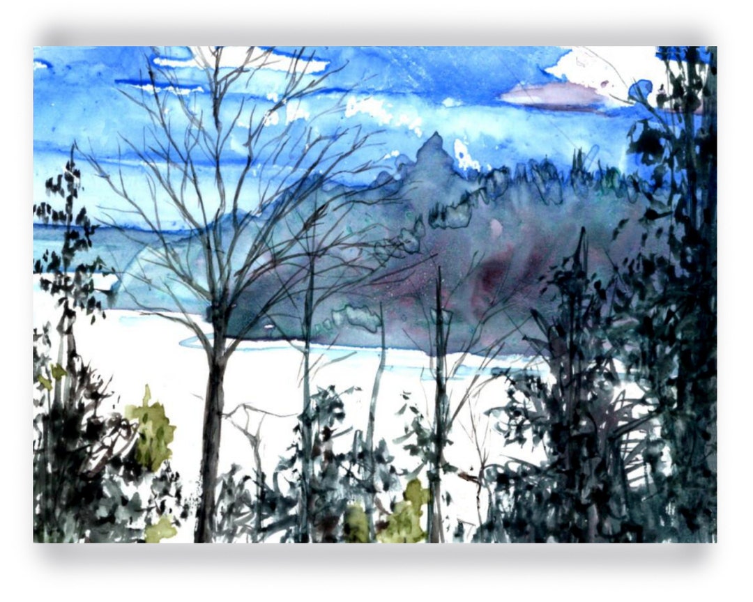 Frozen Walloon Lake Art Print on Canvas or Paper, Northern Michigan