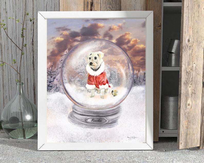 Snow Globe Custom Pet Portrait Painting of Your Pet Depicted Etsy