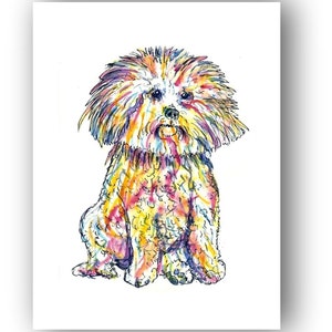 Bichon Frise Art Print Unique Rainbow Dogs in a Dog Silhouette Artwork