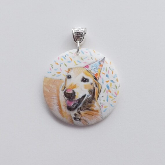 Custom Miniature Pet Portrait Pendant Hand Painted on Ceramic Etsy
