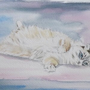 Custom cat Portrait, Watercolor Cat, pet portrait, Painting of Your Pet, hand painted, original art, from your photo, cat memorial artwork image 6