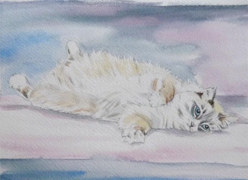 Custom cat Portrait, Watercolor Cat, pet portrait, Painting of Your Pet, hand painted, original art, from your photo, cat memorial artwork image 6