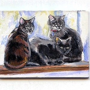 Custom miniature pet painting - tiny acrylic pet portrait of cat or dog - pet loss memorial gift - 0riginal handmade art - not a print