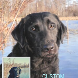 Custom Pet Portrait, Labrador Retriever art, Realistic hand painted digital portrait, Black Lab art, lifelike, from your photo, pet memorial