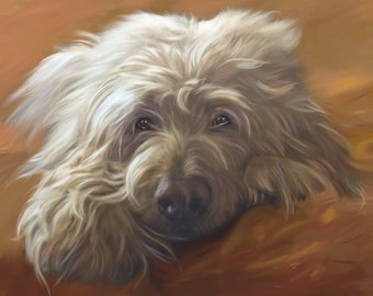 Custom Pet Portrait, dog portrait, digital oil painting, from your photo, realistic  pet art, pet memorial, terrier portrait