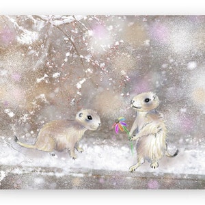 Carte de voeux pour le jour de la marmotte, jour de neige pour bébés marmotte, carte de correspondance d'hiver