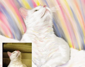 Custom Realistic Pet Portrait Painting on Archival Paper Lifelike Highly Detailed cat art hand painted from your photo