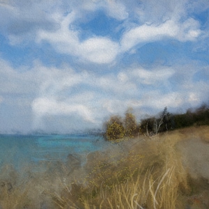 Petoskey, Lake Michigan fine art print of East Park shore on Little Traverse Bay Giclee on Archival Paper or Canvas