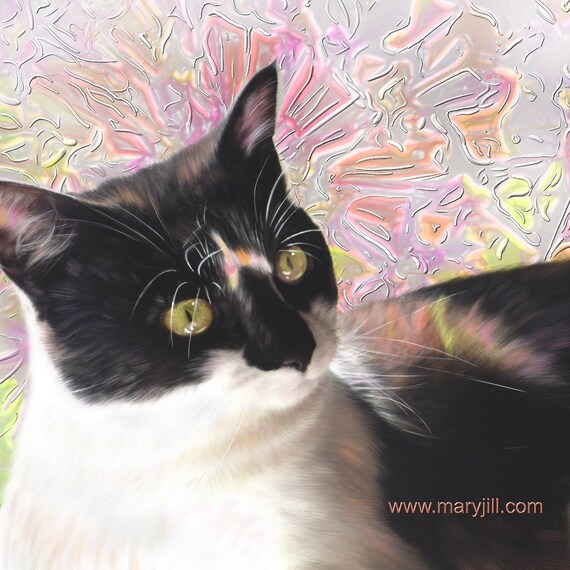custom cat portrait, modern cat art, memorial portrait, digital pet painting, lifelike portrait, from photo, realistic pet, hand painted