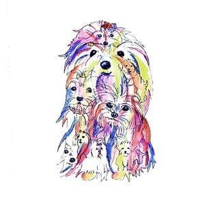 Maltese Dog art Print Watercolor Painting Rainbow Colors maltese custom pet portrait art print