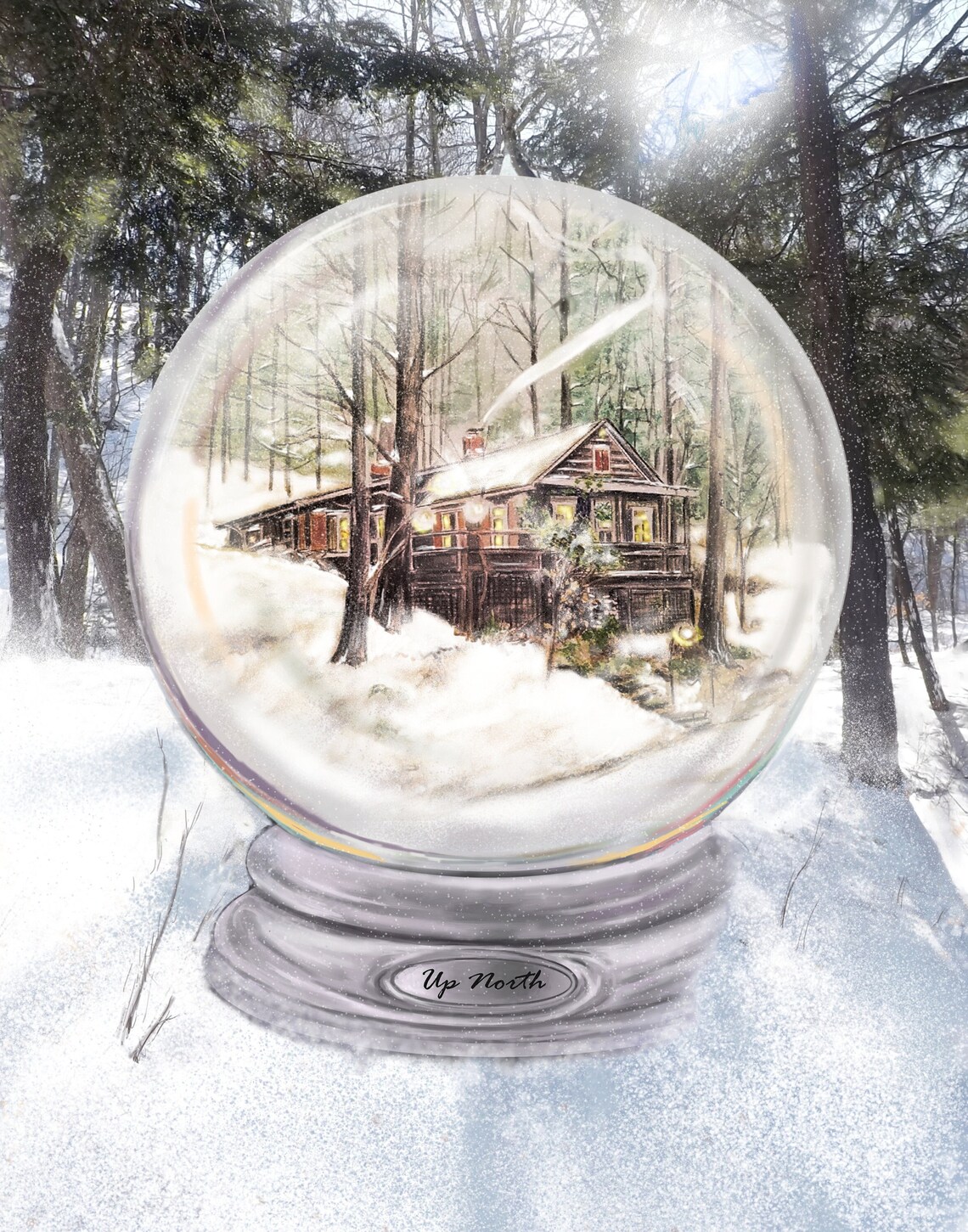 Snow Globe PAINTING Home Portrait Custom House Portrait Art Etsy