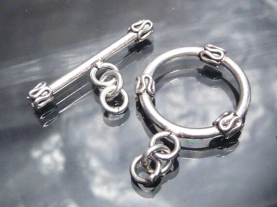 Bali Sterling Silver Toggle Clasp Round Bar & Hoop 17mm | Etsy