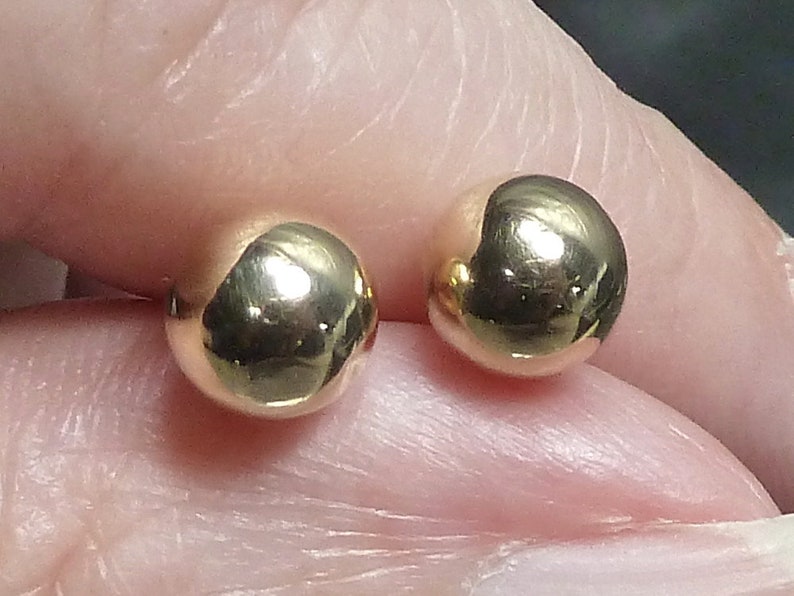 14k 7mm Ball Stud Earrings 14kt Solid Gold post backs Bridal Etsy