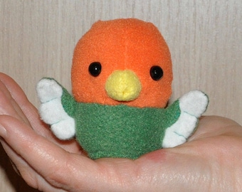 Budgie Lovebird Keychain Plush - orange and green parakeet accessories