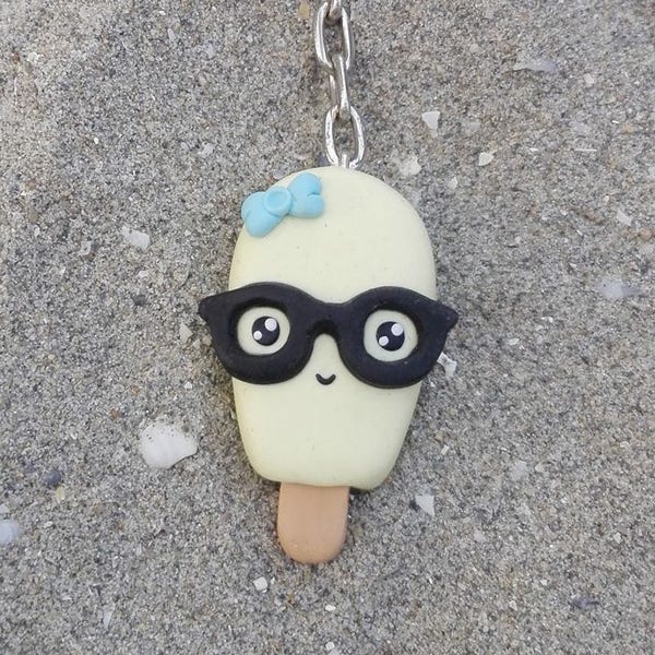 Nerd Ice Cream Keychain with Glasses, Popsicle Charm Nerdy Yummies Accessories